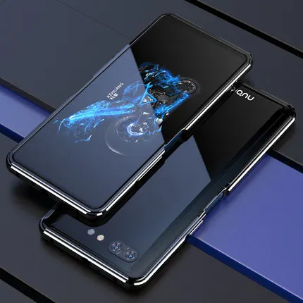 black and silver Роскошный брендовый Алюминиевый металлический бампер для zte Nubia X nx616j, металлический чехол, Форма колонки, рамка для zte Nubia nx616j - Цвет: black and silver