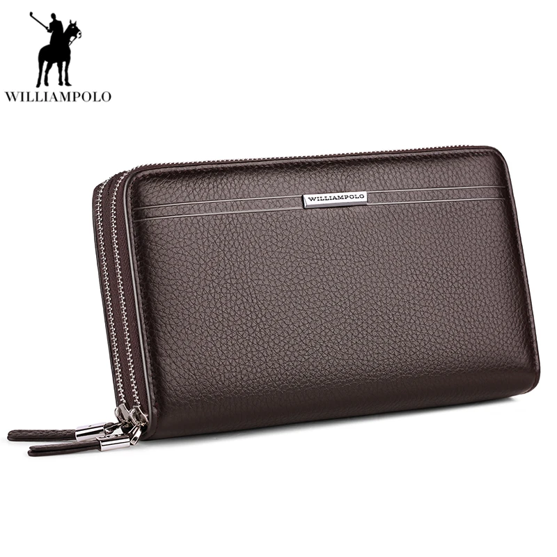 WILLIAMPOLO 2019 пояса из натуральной кожи клатч мужская двойная молния бумажник
