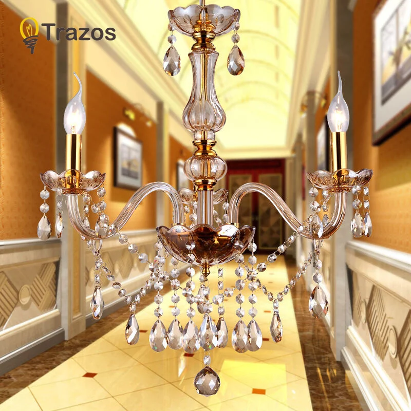 Candelabro de techo de cristal para el hogar, lámpara LED para decoración interior del hogar, dormitorio, sala de estar y comedor