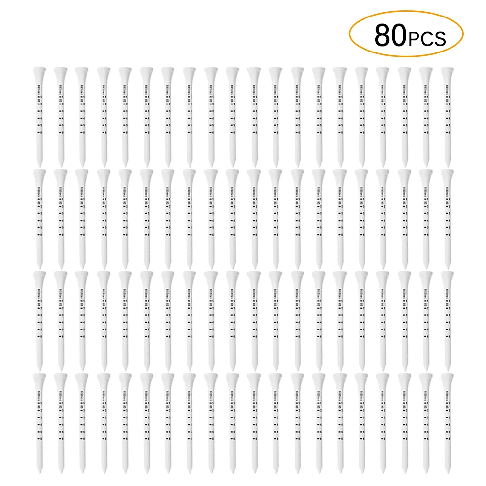 Упаковка из 80 белый деревянный гольф футболки с полосатой шкалой 83 мм деревянные