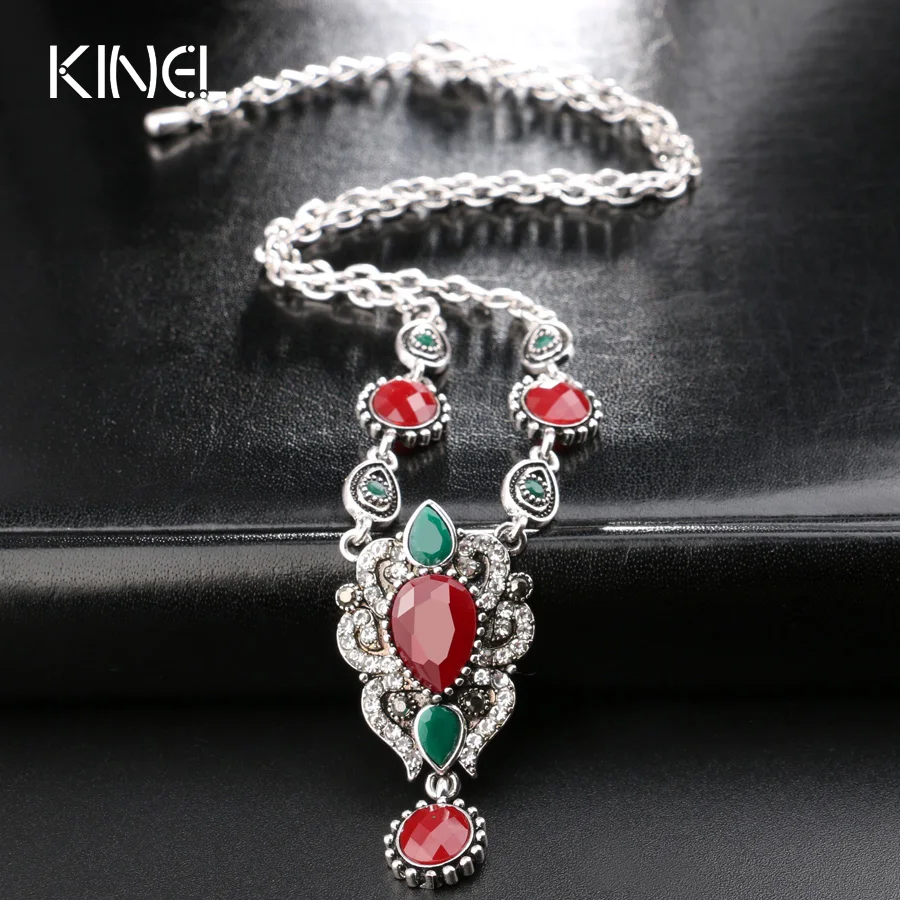 Лидер продаж 2017 модное винтажное ожерелье с красным драгоценным камнем для