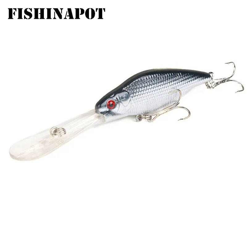 

FISHINAPOT 1Pcs Sinking Minnow 11.5cm 9.3g Wobblers Fishing Lure Hard Bait 3D Eyes Crankbait 6# hook Carp Fishing Tackle