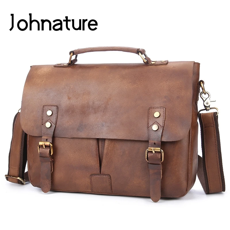 Johnature 2021 Новый Для мужчин Satchels сумка Слои коровья кожа сумки из натуральной кожи