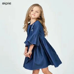 Новый модный дизайн, летние детские платья для девочек, джинсовая ткань в европейском и американском стиле, хлопок 100%, очень мягкие и крутые