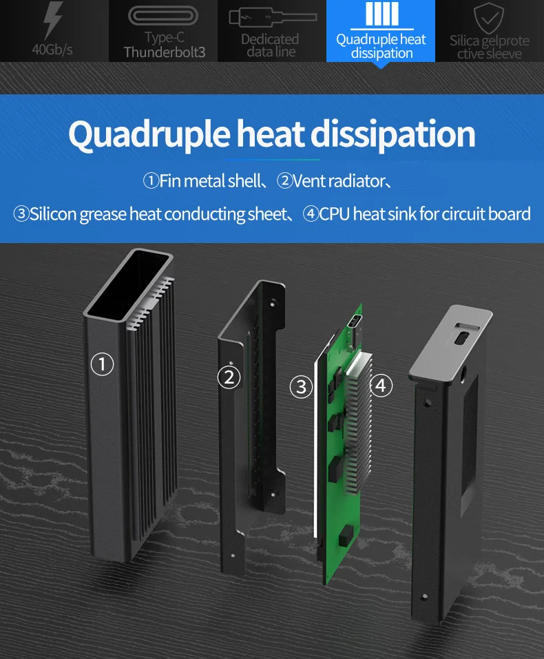 PCIe thunderbolt 3 m.2 NVME корпус ssd чехол NVME с thunderbolt 3 TYPE-C кабель TYPE C 3,1 USB3.1 M.2 PCIE SSD