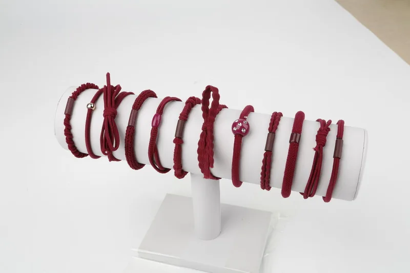 Burgandy Новинка; 24 шт.; модные эластичные резинки для волос для девочек и женщин; Детская резинка для хвоста; резинки для волос; аксессуары для волос; комплект - Цвет: Burgandy