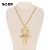 egyptian ankh cross necklace jewelry gold color metal sacrifice pendant chain necklace for men women egypt cross charm gift