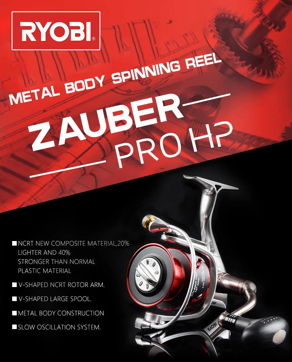 Оригинальные Рыболовные катушки RYOBI ZAUBER PRO hp, спиннинг, 8+ 1BB, металлический корпус, катушка, ручка с питанием от соленой воды, самофиксирующаяся ручка