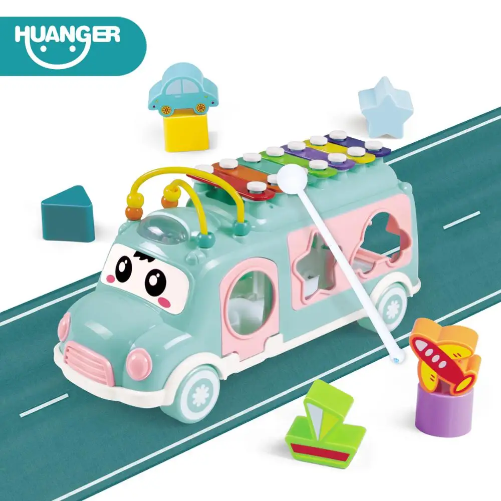 

Huanger New Music Bus Toys Instrument Knocking piano Lovely beads Blocks Sorting Learning Educational Baby Toys for Children