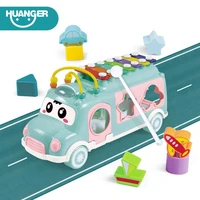 huanger new music bus toys instrument knocking piano lovely beads blocks sorting learning educational baby toys for children