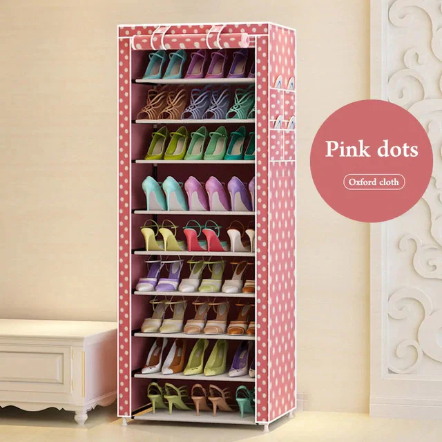 Pink Dots 10 Круглый Ланч-бокс простой пыле обувной стеллаж для выставки товаров для дома большой Ёмкость для хранения обуви мебельные полки шкафа прихожей обувь органайзеры Space Saver - Цвет: Pink Dots