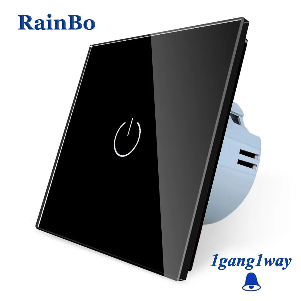 RainBo Кристалл-стеклянная панель-Переключатель ЕС сенсорный-переключатель экрана-настенная дверь-звонок-переключатель 1ганг-1way 110~ 250 В дверной звонок-переключатель A1911MLW/B