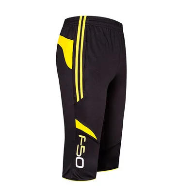 9711 yellow Мужские спортивные штаны, футбольные тренировочные штаны, укороченные штаны, короткие спортивные штаны, штаны для бега - Цвет: 9711 yellow