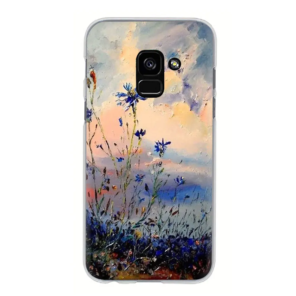 H2 oil painting flowers Hard phone cover case for Samsung Galaxy A3 5 A6 7 8 9 A10 30 40 50 70 - Цвет: H2