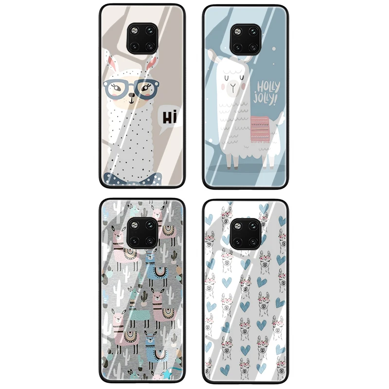 Чехол из закаленного стекла для телефона Lama Llama Alpacas с животными Huawei P10 P20 P30 Mate 20 Honor