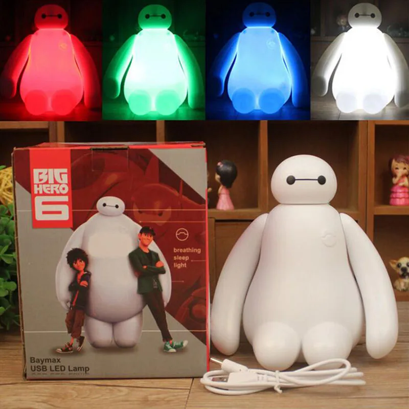 Цвет меняется с буквенным принтом Большой Герой 6 Baymax USB зарядка светодиодный