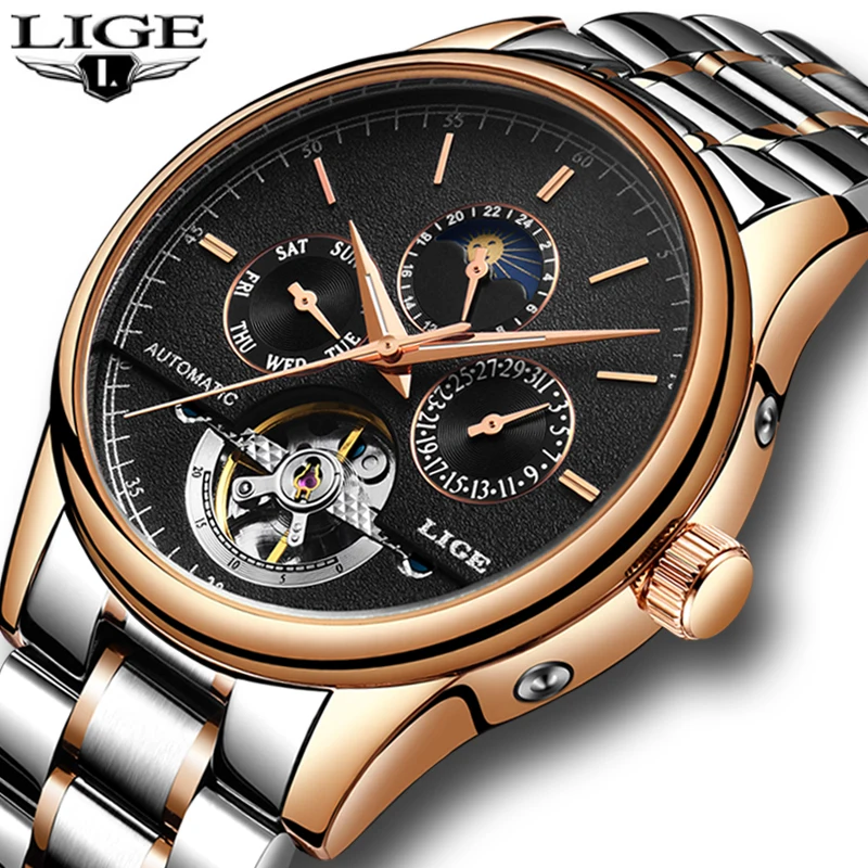 Relogio Masculino новинка 2018 мужские часы LIGE Топ бренд роскошные механические с