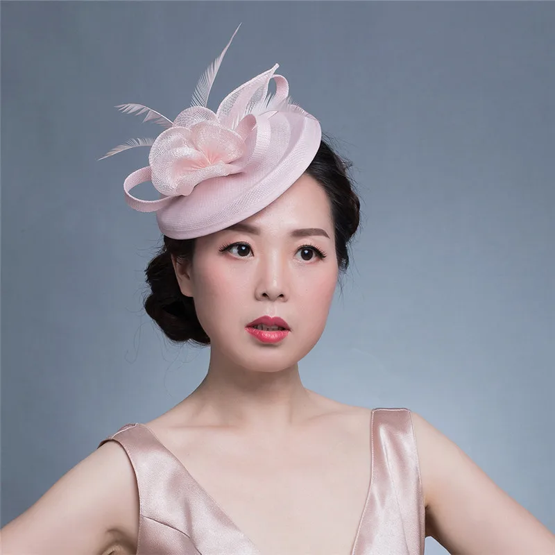 flesh pink Mingli Tengda, Красные Элегантные Свадебные шляпы, вуалетки, головные уборы для свадьбы, Свадебные шляпы для невесты, свадебные аксессуары - Цвет: flesh pink
