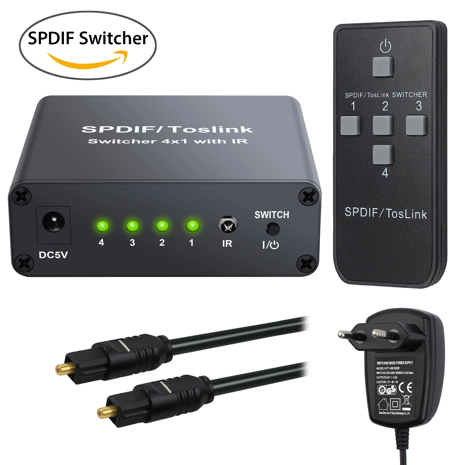 ESYNiC SPDIF/Toslink Switcher 4x1 с ИК пультом дистанционного управления для Fit LPCM2.0 DTS Dolby AC3