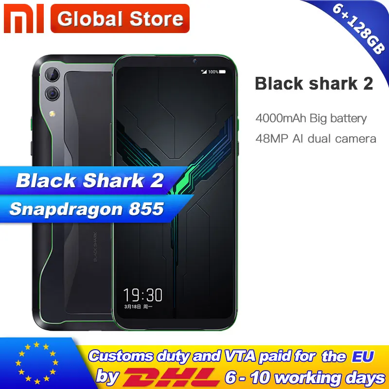 Xiaomi Black Shark 2 6 ГБ 128 черный Shark2 игровой телефон Snapdragon 855 Восьмиядерный мобильный с