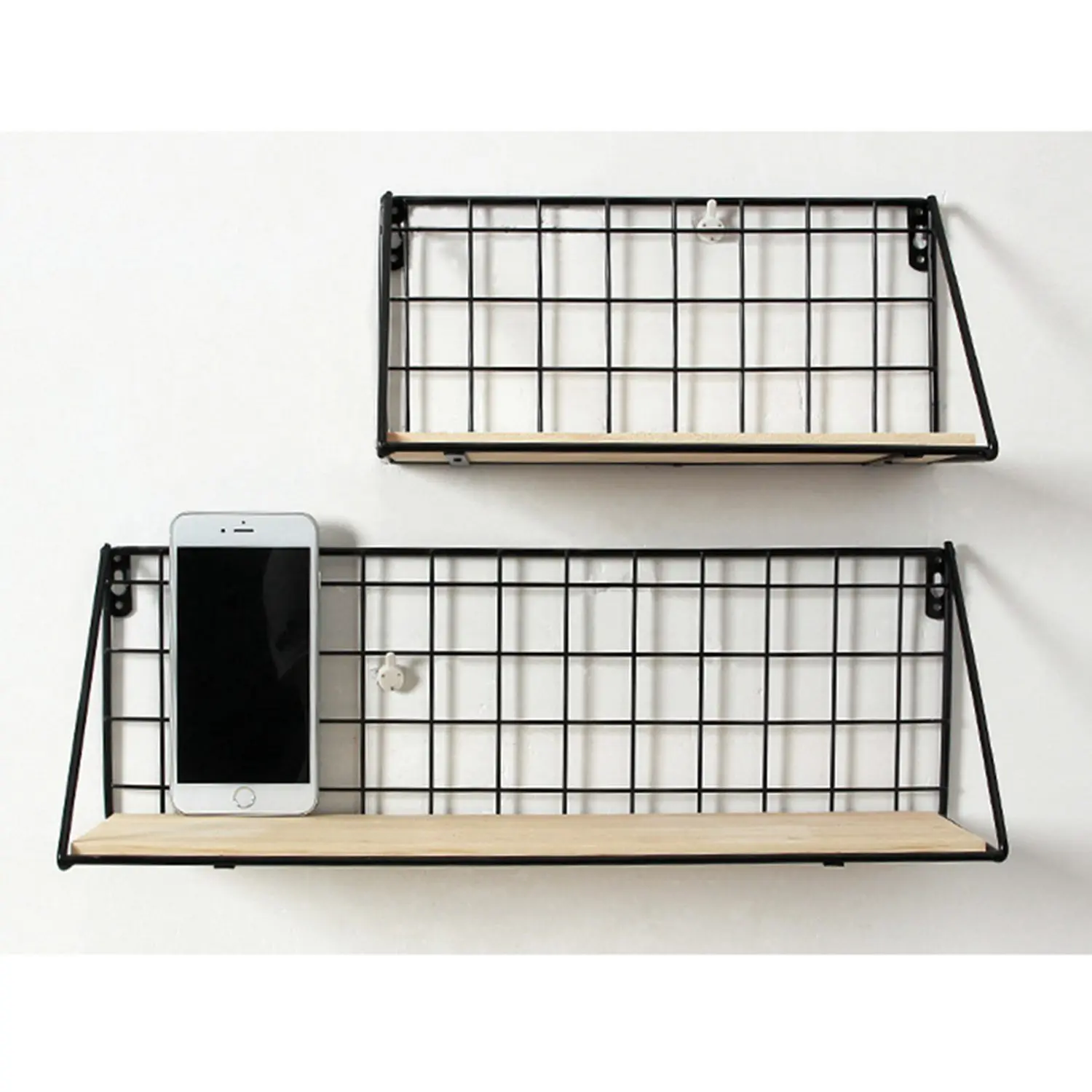 LIXF Деревянные железные держатели для хранения дома полка настенная коробка