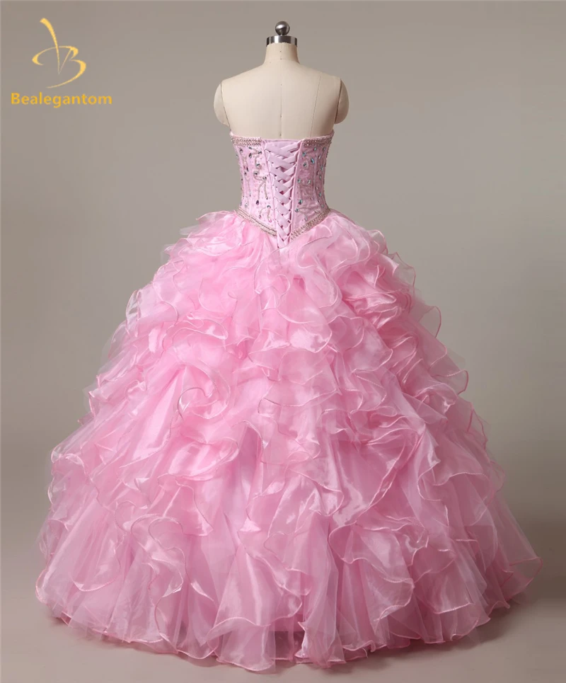Bealegantom 2021 Sweetheart Quinceanera Dresses Ball Gowns Beaded Crystals Lace Up Sweet 16 Dresses Vestidos De 15 Anos QA1164