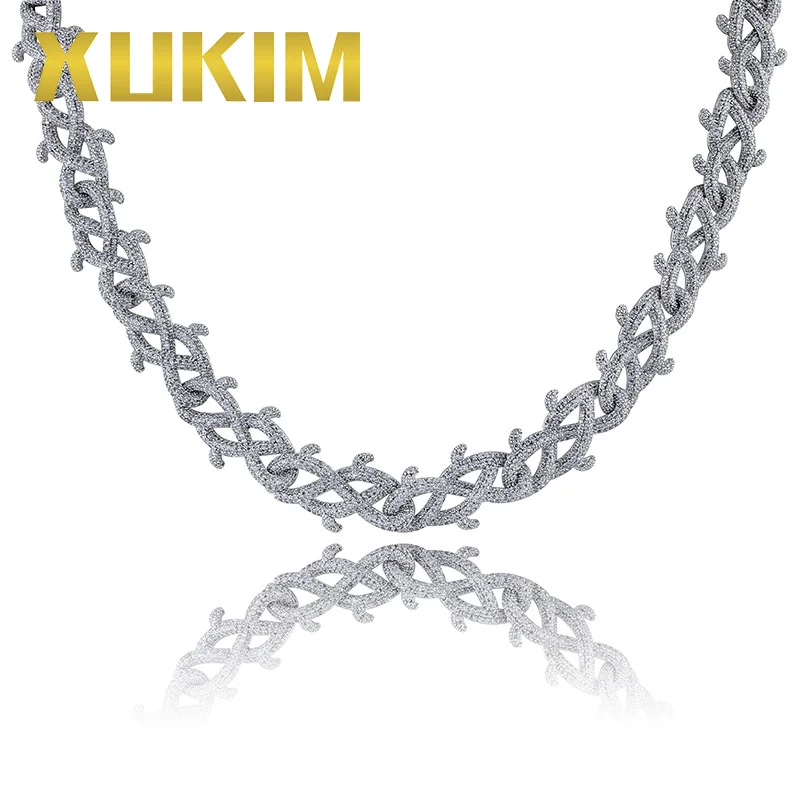 Xukim ювелирные изделия 18KGold покрытие полный Iced Out AAA кубического циркония мужские цепочки хип хоп ювелирные изделия подарок вечерние Rapper ювелирные изделия
