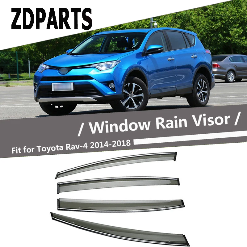 

ZDPARTS 4Pcs Car Wind Deflector Sun Guard Rain Wind Vent Visor Cover Trim Accessories For Toyota RAV4 2014 2015 2016 2017 2018