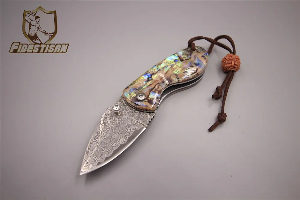 Маленький складной нож Karambit из дамасской стали с ручкой изысканный карманный