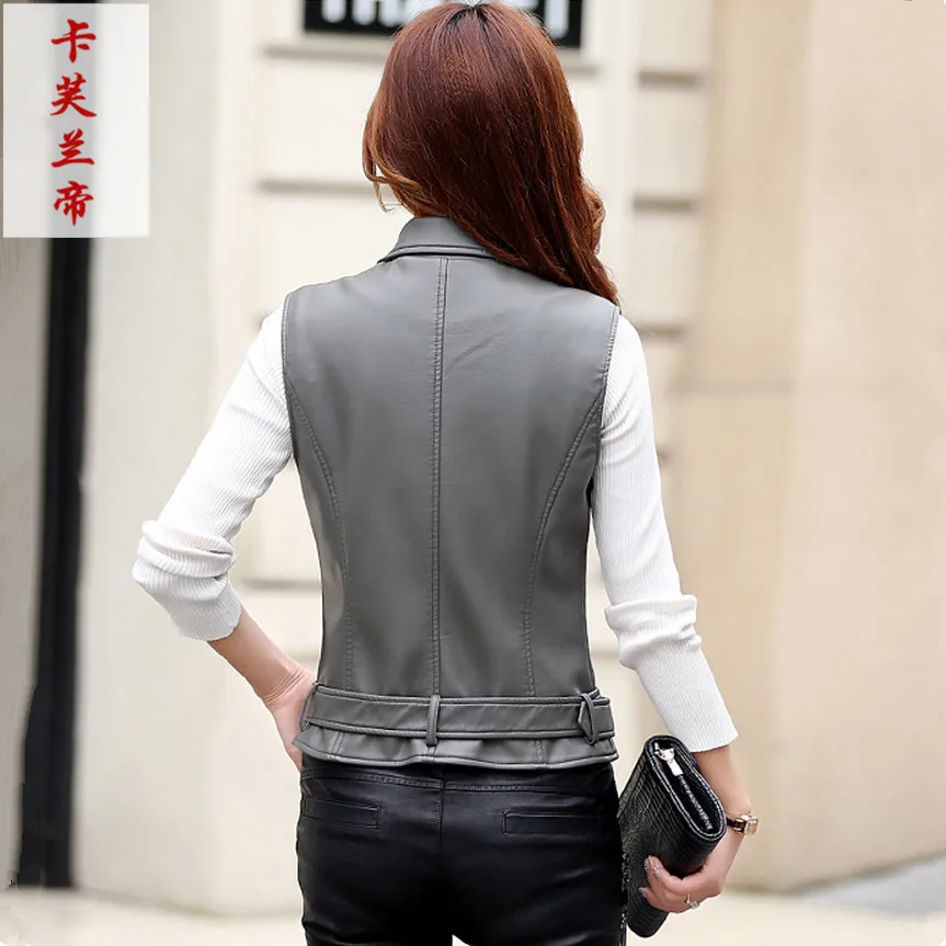 Женский мотоциклетный жилет из искусственной кожи безрукавка оверсайз с