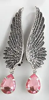 antique silver pink Угол крылья уха манжеты клип на серьги для женщин старинные ювелирные изделия earcuffs aros con клип серьги без пирсинга уха wrap Куртка - Окраска металла: antique silver pink