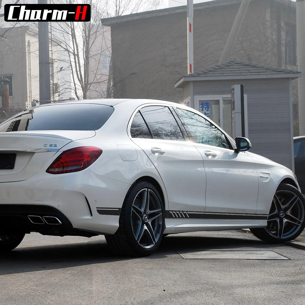 2 шт. глянцевые/матовые/5D черные AMG Edition C63 507 наклейки в полоску для Mercedes Benz C Class