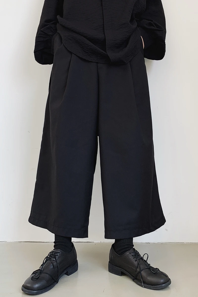 

M-XXL!! Summer dark men's loose straight nine points casual pants hair stylist youth wide leg pants men's trousers.