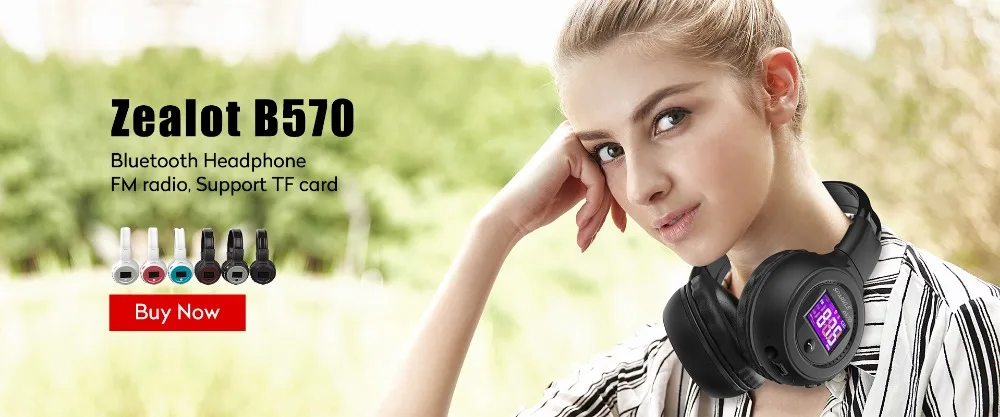 Zealot B570 беспроводные наушники+ fm-радио Bluetooth гарнитуры наушники с микрофоном Поддержка TF карты, AUX
