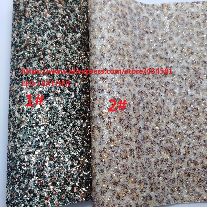 2 шт. 21x29 см с эффектом блестящей кожи с леопардовым рисунком из кожи с натуральным лицевым покрытием для DIY аксессуары 4S11