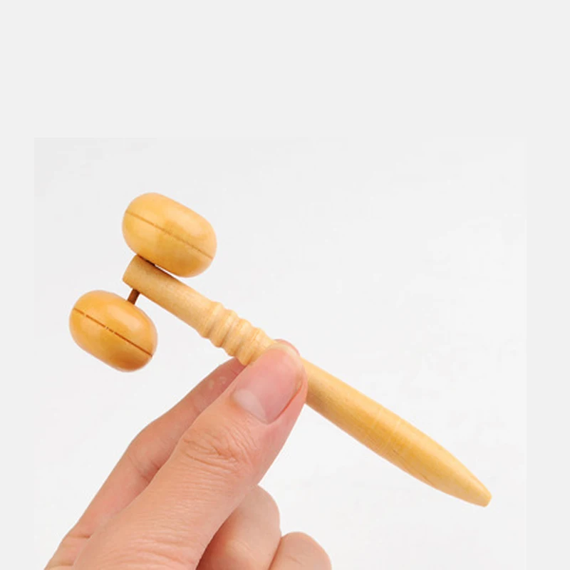 Деревянный мини массажер с двумя роликами массажный молоток для снятия боли