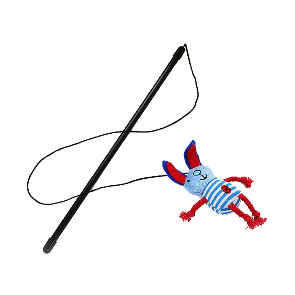 CatToy Funny Stuff Chaser Stick Cute Cartoon Rabbit Bird Monkey Interactive Play Pet Toy Brinquedo Gato hot sale