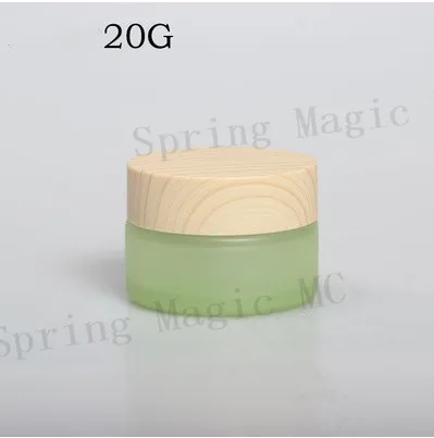 20g Green/Blue/Frosted/White Glass Jar Skin Care Cream Refillable Bottle Cosmetic Container With Wood Grain Lid Eye Jars | Красота и