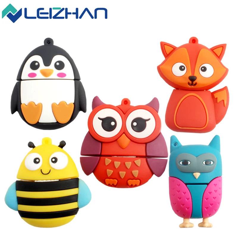 Leizhan флэш-накопитель USB 2.0 4 г Пластик usb флеш-накопитель 64 милые животные Memory Stick 32