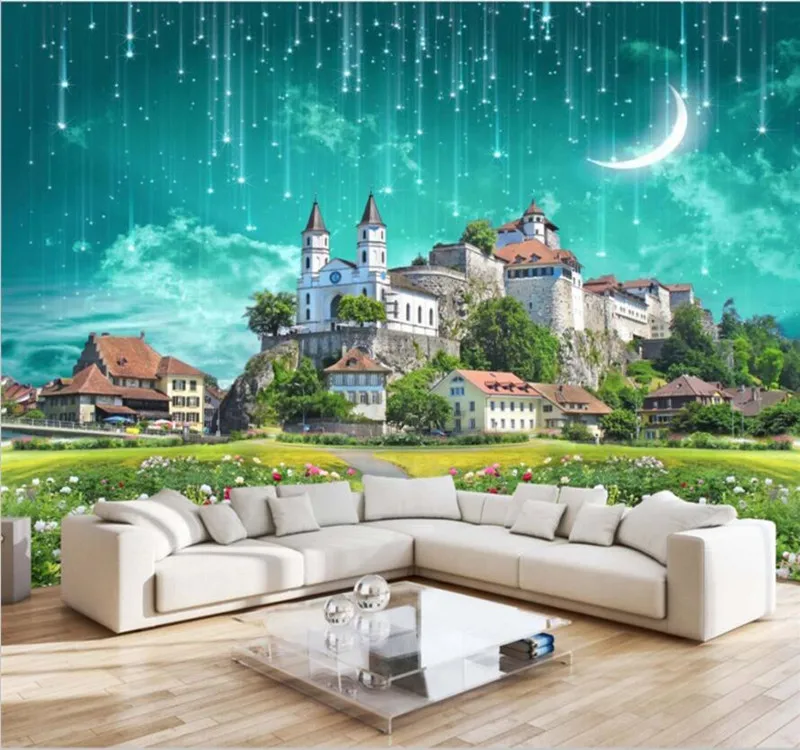 Персонализированные 3D фотообои на заказ замок метеорный душ 2 цвета стерео ТВ