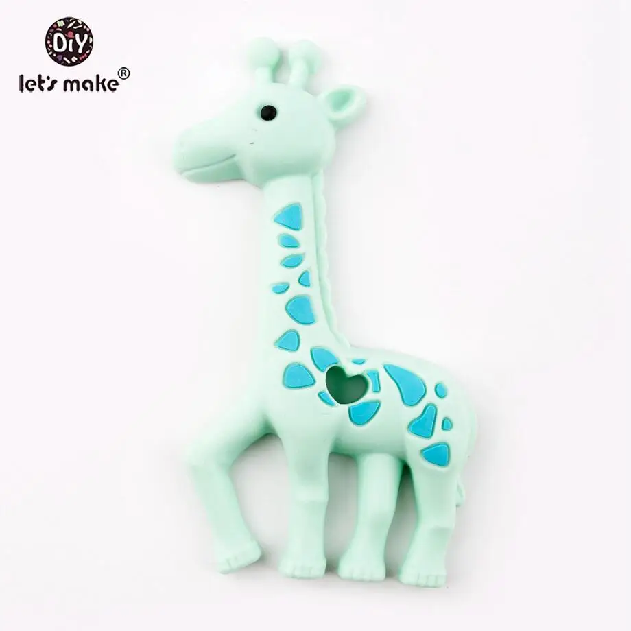 mint Let's Make Baby Teether 1 шт. силиконовый Прорезыватель в виде жирафа без бисфенола силиконовая подвеска-прорезыватель для кормления - Цвет: mint