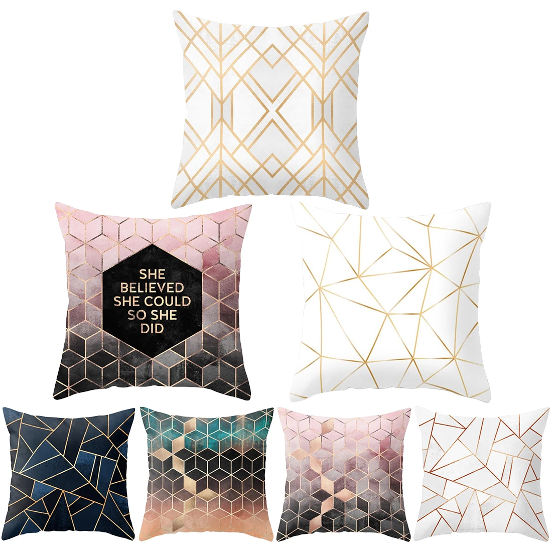 45*45 cm Colorful Geometric Cushion Cover Polyester Pillow Case Black And White Home Decorative Pillows Cover For Sofa Car