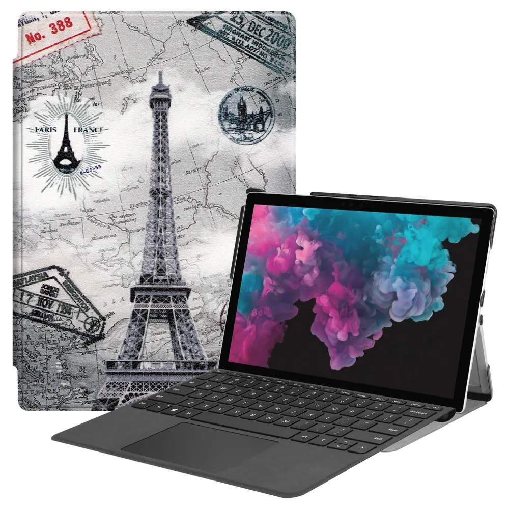 Чехол для microsoft Surface Pro 4 5 6 Wake Sleep Flip из искусственной кожи, чехол Surface Pro 5 6 с принтом, передняя поддержка, капа, Fundas+ стилус