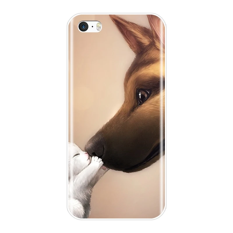 Чехол для iPhone 4, 4S, 5, 5C, 5S, SE, силиконовый чехол с милым животным, задняя крышка для Apple iPhone 4, 5 S, чехол для телефона