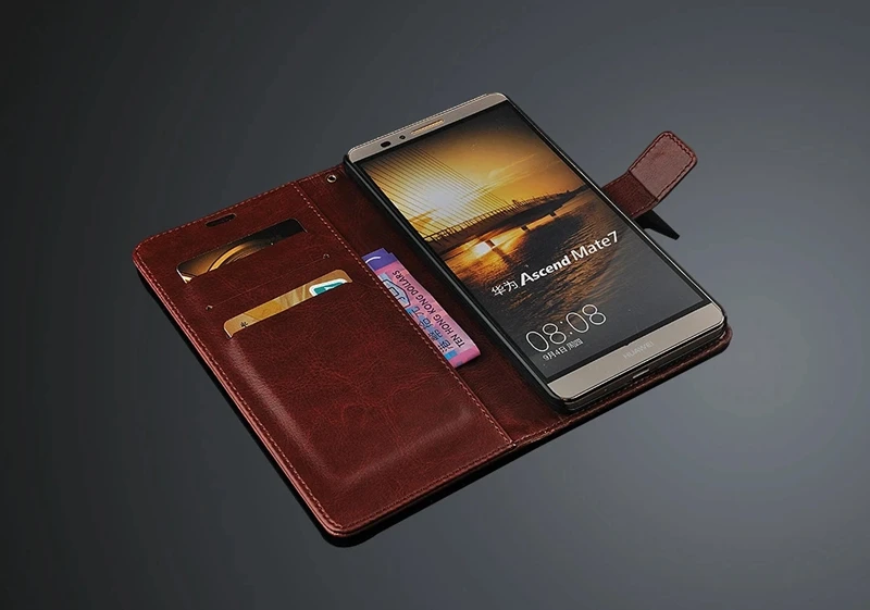 Откидная крышка для huawei mate 7 Чехол Ультра тонкий держатель карты Телефон кожаный