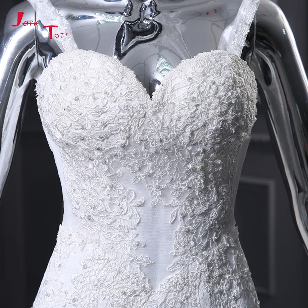Jark Tozr Robe De Mariee милые на бретелях белые свадебные платья фатиновое годе свадебное