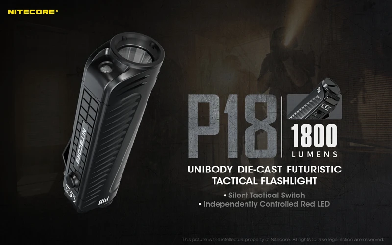 1800 люмен Nitecore P18 Unibody Die-case футуристический CREE XHP35 HD светодиодный тактический фонарь с вспомогательным красным светом
