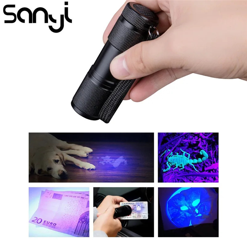 

9 LED UV Flashlight Torch Light 395nm Ultra Violet Light Blacklight UV Lamp Torch AAA Battery For Marker Checker Detection