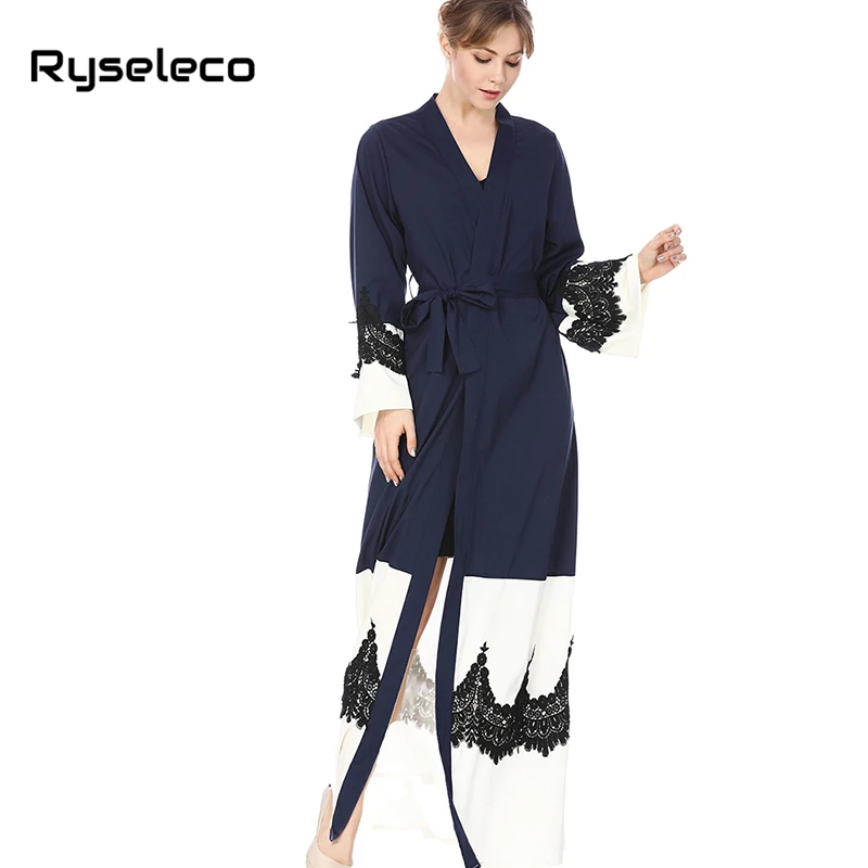 Ryseleco/Новинка кружевное лоскутное длинное женское Платье макси с запахом со