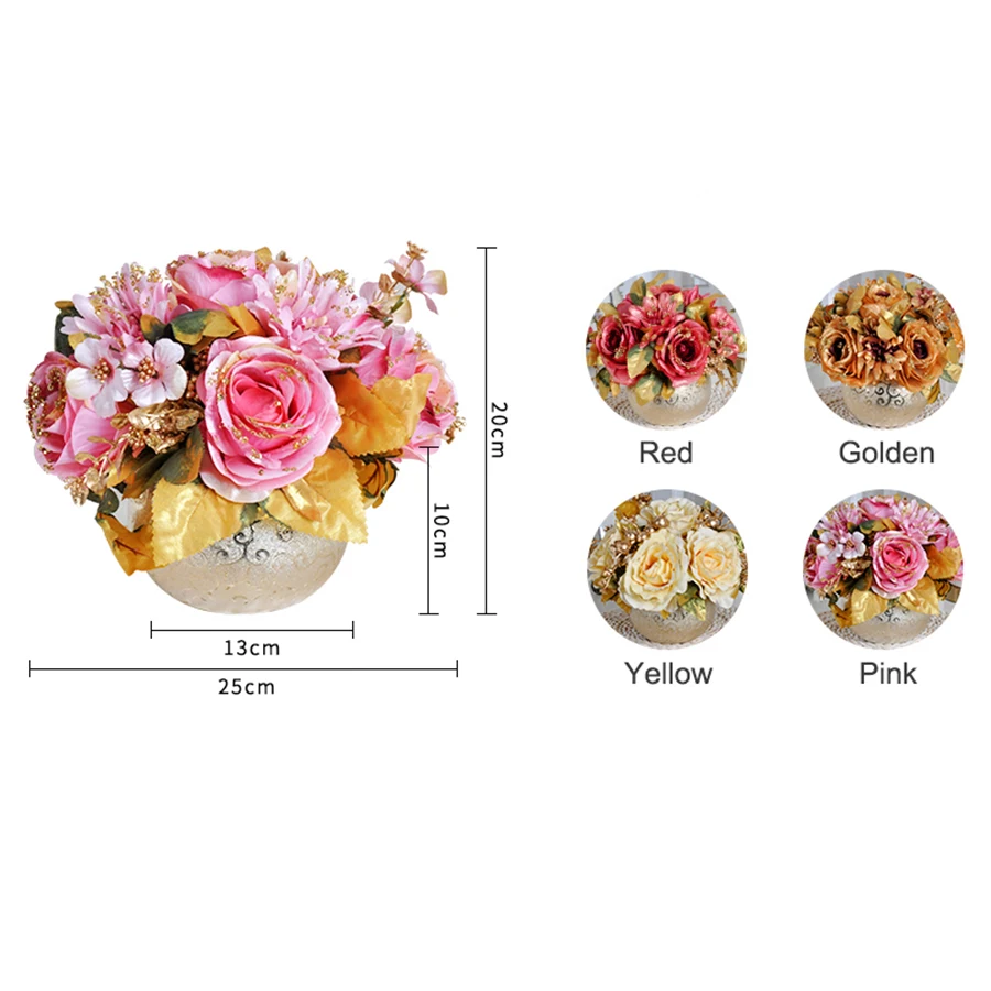 1 комплект искусственный цветок роза букет Европейский шар круглая Золотая